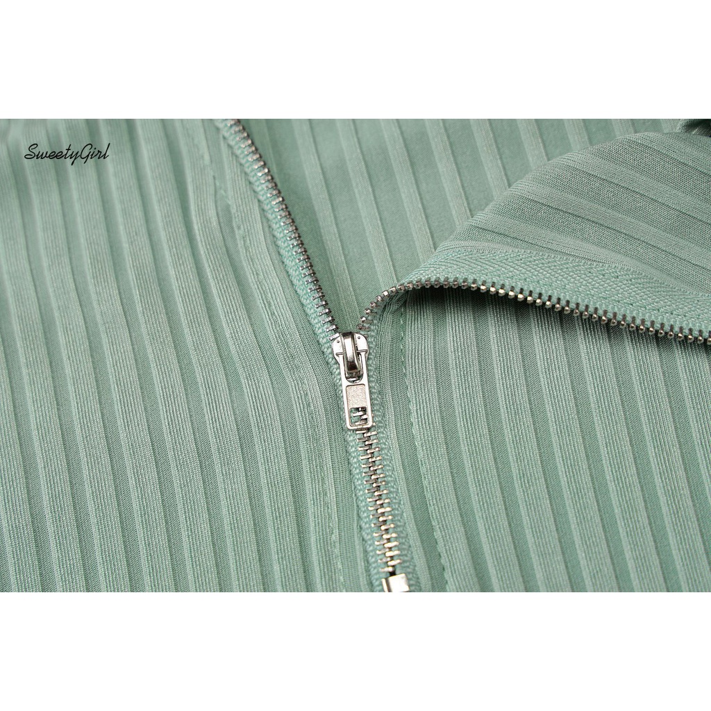 Đầm Mini Sát Nách Dáng Ôm Cổ Chữ V Phối Khóa Kéo Màu Trơn Thời Trang Cho Nữ