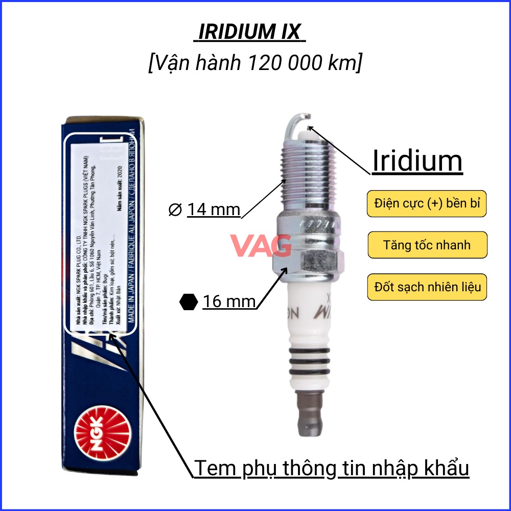 Bugi Ford Escape, Mondeo, Focus Loại Iridium , Năm sản xuất 2001 -2012 Chính Hãng NGK