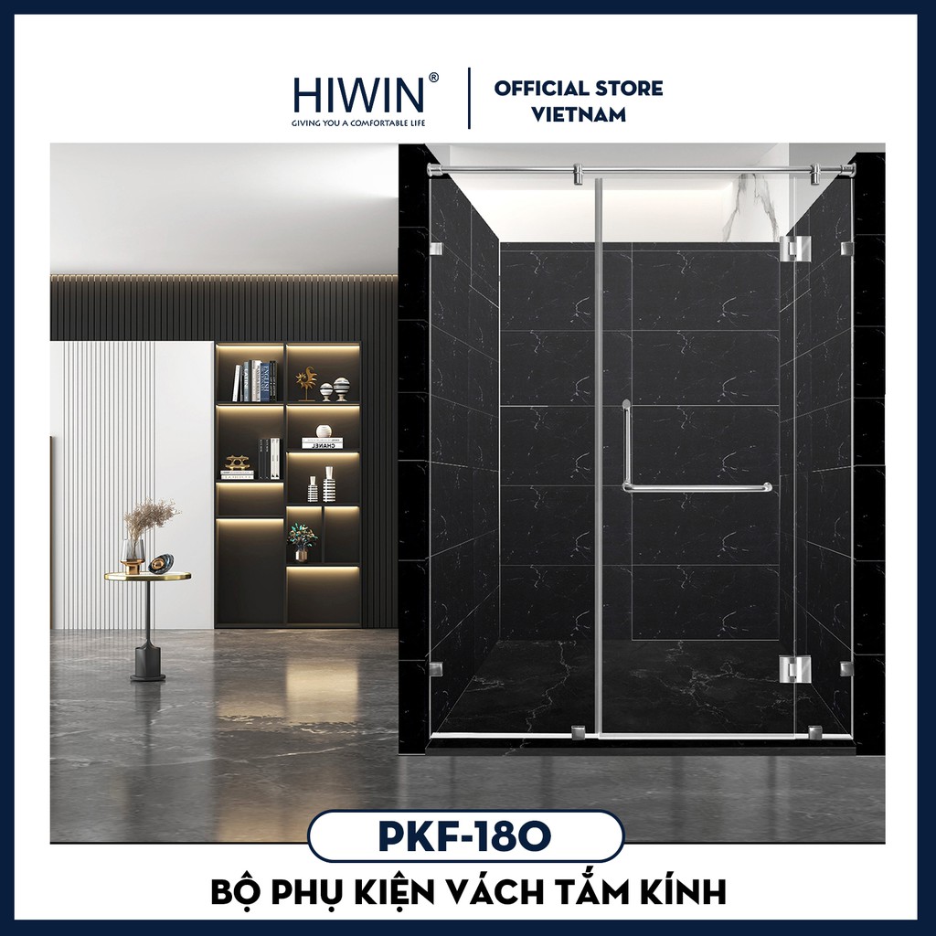 Bộ phụ kiện cabin tắm kết cấu 180 độ chất liệu inox 304 mặt gương Hiwin PKF-180