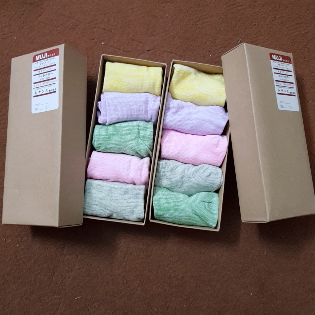 HỘP 5 ĐÔI TẤT NỮ MU.JI CỔ NGẮN THỜI TRANG CAO CẤP (FULL BOX)_new