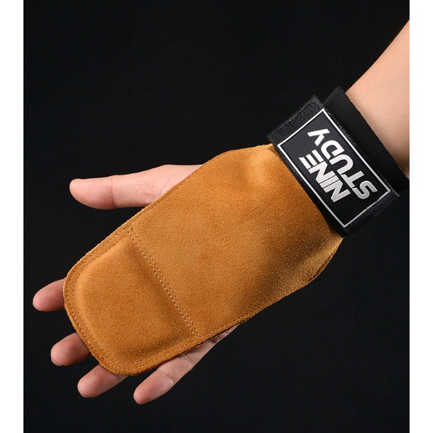 Găng Tay Tập GYM Hở Mu Bàn TayLifting Grips NINE STUDY - Dây Kéo Lưng-Lifting Grips ( Lót Tay &amp; Kéo Lưng )