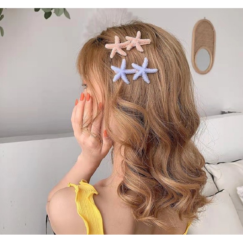 Kẹp Tóc Hình Nơ / Sao Biển Màu Kẹo Lấp Lánh Cho Bé Gái
