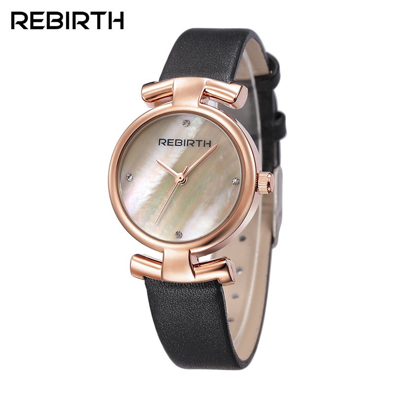 Đồng hồ nữ REBIRTH RE049L mặt ánh ngọc trai dây da mềm size 29mm