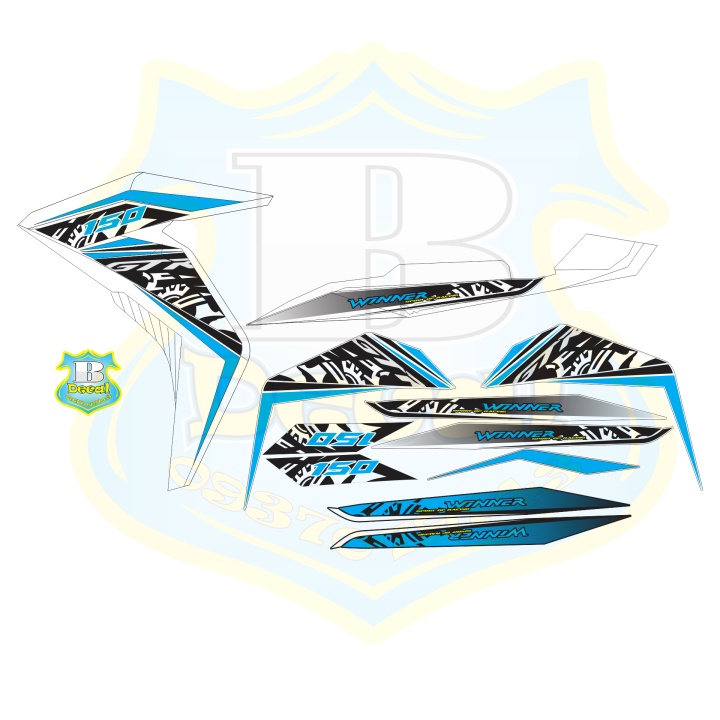 ( Quí khách vui lòng mang ra tiệm cho thợ dán ) Tem winner GTR mẫu zin trắng xanh