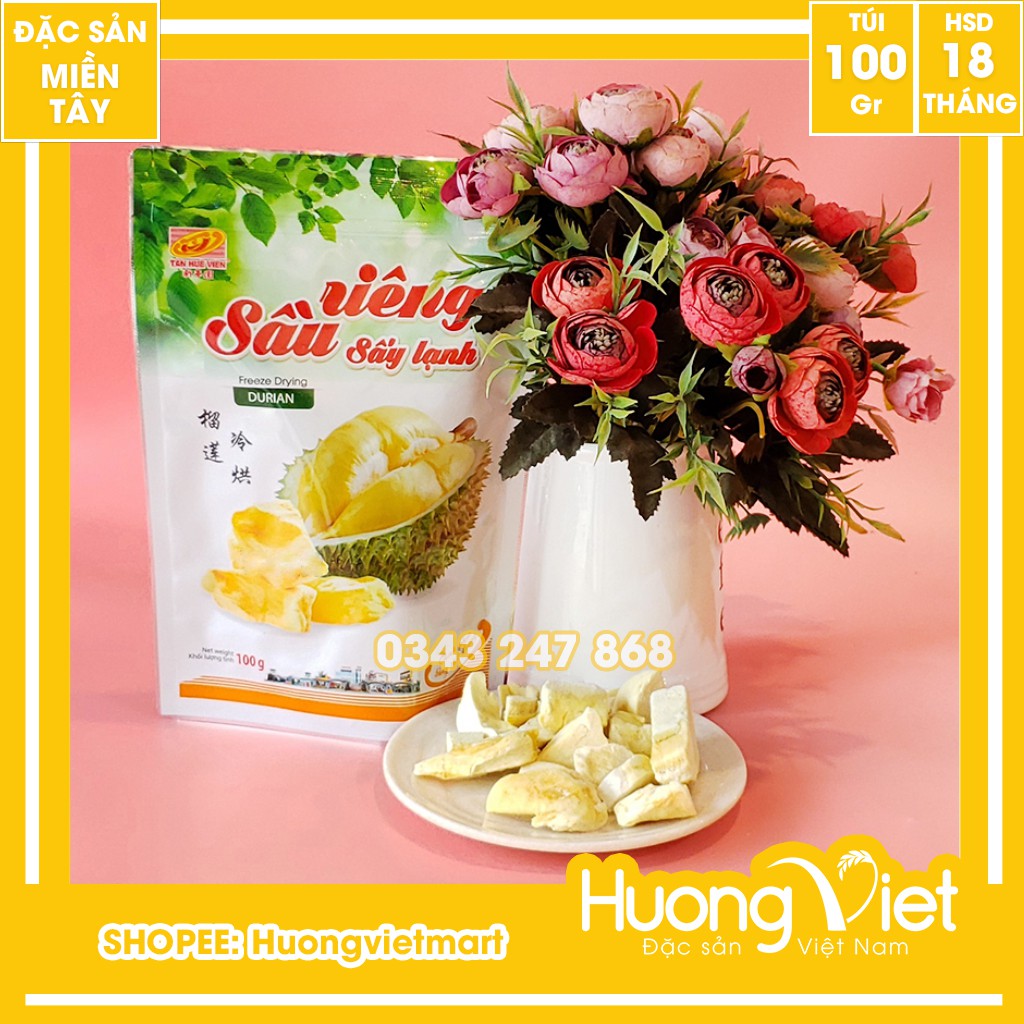 Sầu riêng sấy lạnh giòn thơm đậm đà vị tự nhiên Tân Huê Viên, công nghệ sấy lạnh giữ nguyên được màu sắc tươi ngon | BigBuy360 - bigbuy360.vn
