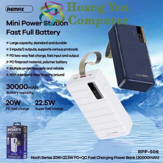 Sạc Dự Phòng Remax RPP-506 30000Mah  - BH 1 Năm - Hoàng Yến Computer