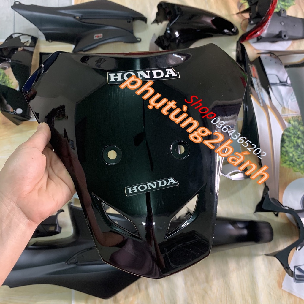 Fuil dàn áo xe Wave S100 màu ĐEN XÁM -WAVE RS 2008-WAVE ALPHA đời 2006 đến 2016-wave 50cc-nhựa trắng ABS loại 1 TẶNG TEM