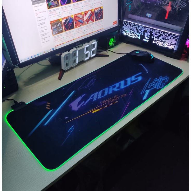 Mouse Pad, Bàn Di Chuột, Lót Di Chuột Led RGB Aorus Version 2 Sáng Viền