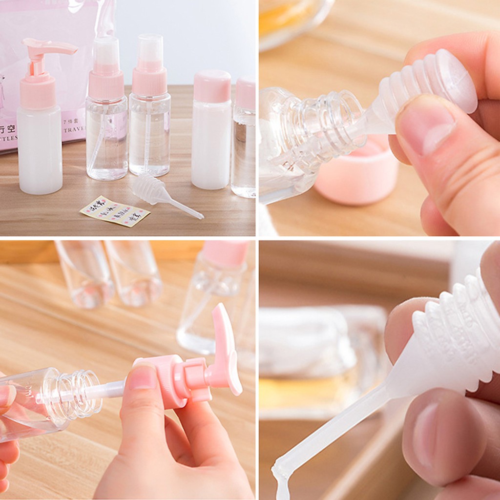 Bộ Chiết Mỹ Phẩm Mini Hàn Quốc 7 Chi Tiết Tiện Dụng