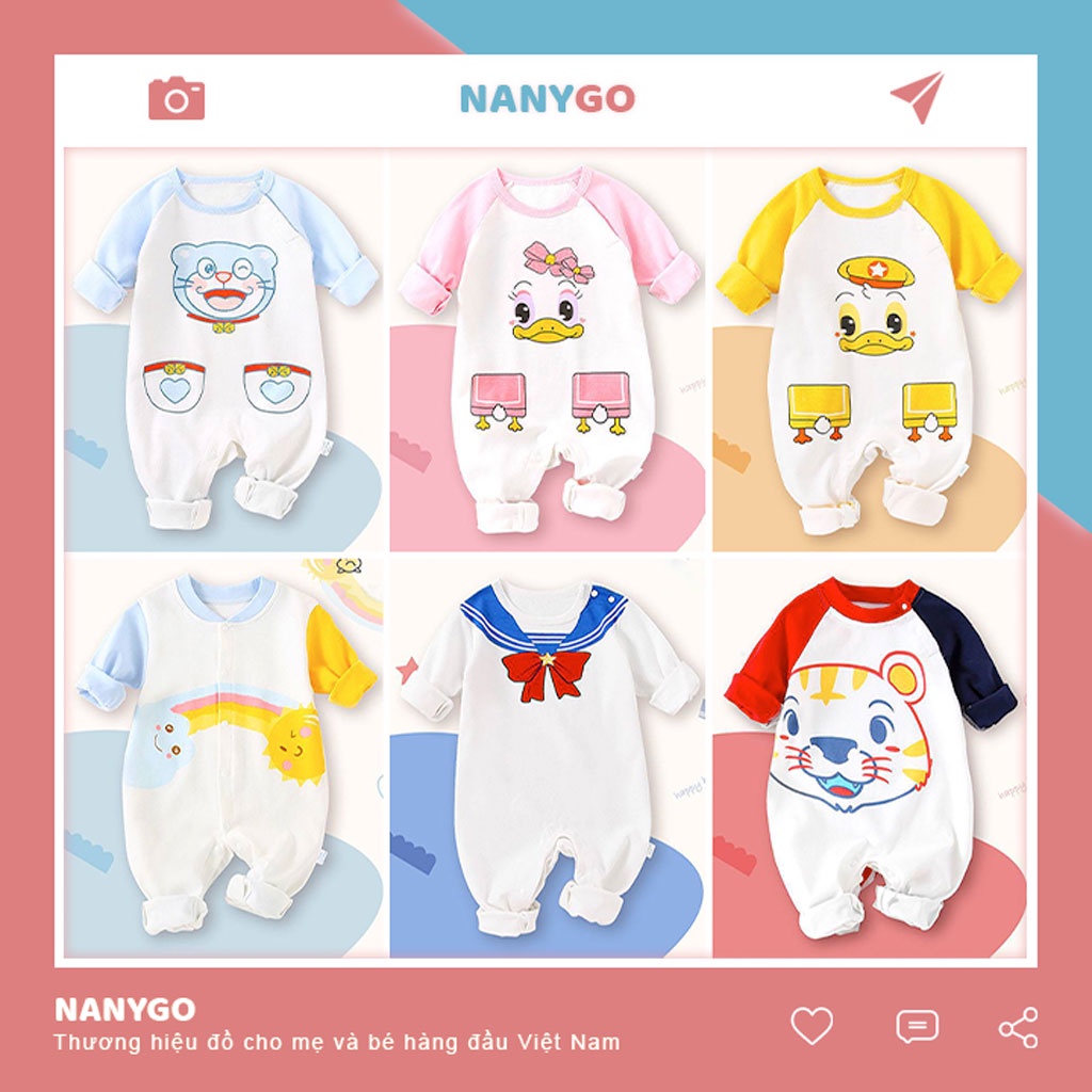 Bộ Liền Thân Cho Bé Sơ Sinh Hình Thú Ngộ Nghĩnh, Bodysuit, Body Dài Tay Cho Bé 3-12kg - [BDD25]