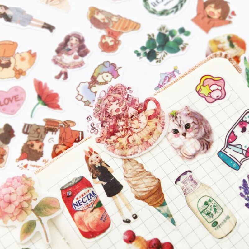 Set 100 Miếng Dán Hình Mèo Xinh Xắn Dùng Để Trang Trí