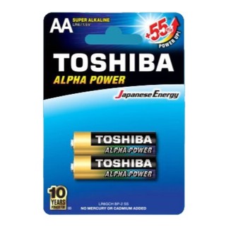 Pin tiểu Alkaline Toshiba AA, Alpha Power, 1.5V, không sạc, vỉ 2 viên, LR6GCH-BP-2