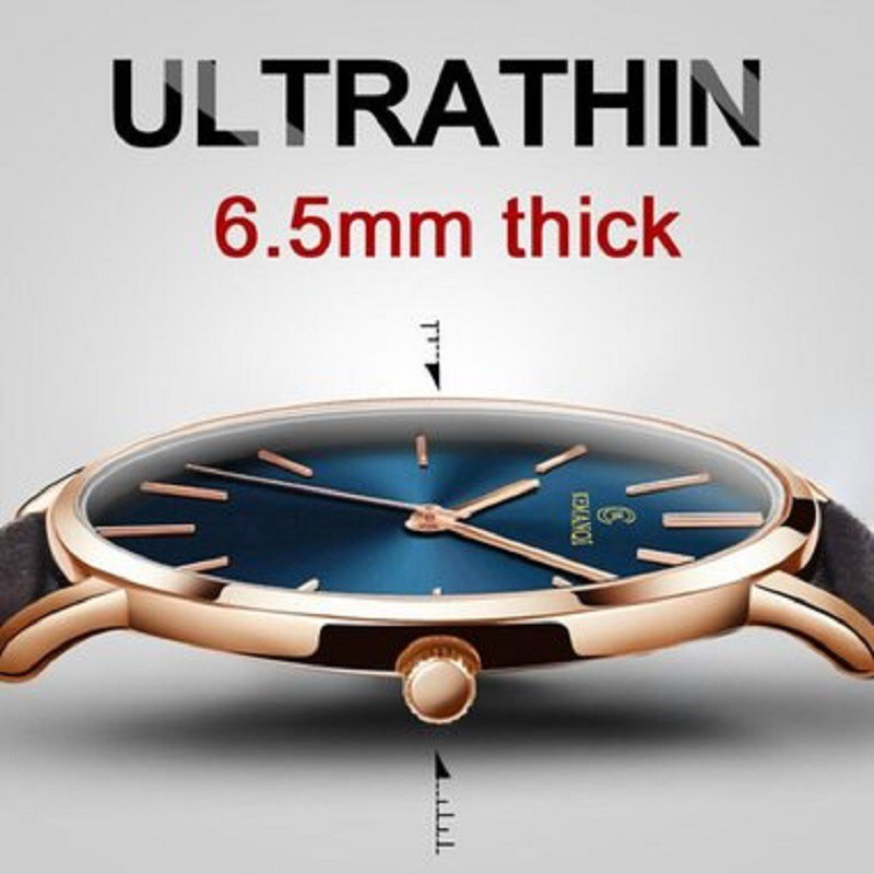 Đồng Hồ Nam Dây Da Siêu Mỏng Thiết Kế Đơn Giản Thời Trang