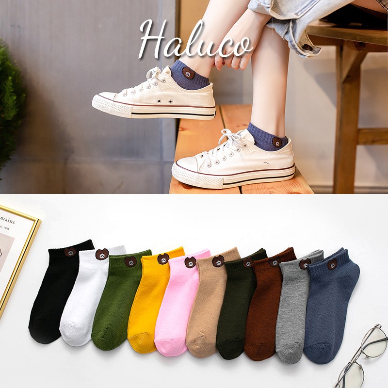 Tất gấu cổ ngắn Hàn Quốc,Tất nữ cổ ngắn xinh xắn Haluco accessories TN03