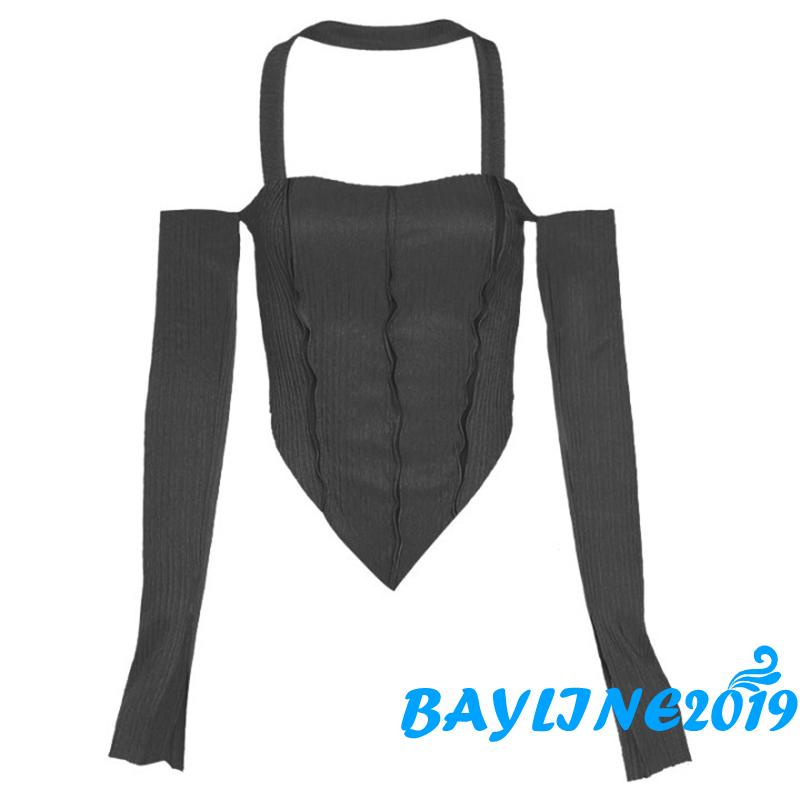 Áo Thun Crop Top Tay Dài Hở Rốn Thời Trang Quyến Rũ Cho Nữ