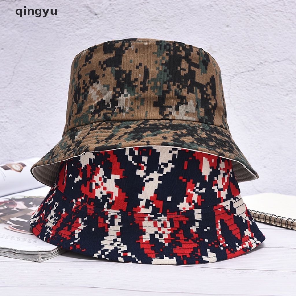qingyu Camouflage Men Women Fisherman Bucket Hat Caps Summer Beach Fishing Hat PLI