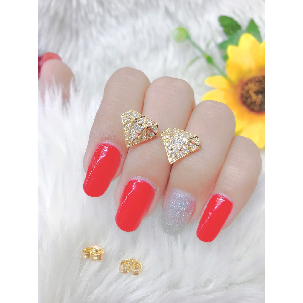 Bông tai nữ họa tiết kim cương đính đá trắng UHA , chuôi cài chắc chắn, kiểu dáng hiện đại, thu hút, sang trọng