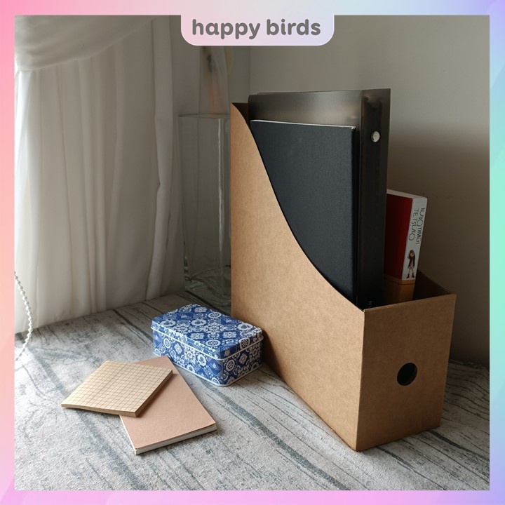Khay đựng tài liệu hộp đựng sách A4 giấy bồi kraft cứng đựng sách để bàn The Happy Birds