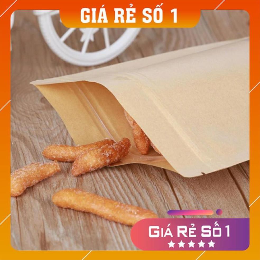 [GIAN HÀNG UY TÍN]  [RẺ NHẤT SHOPEE]  50 cái 18*26+4cm Túi giấy Kraft cửa sổ kiếng miệng zip chuyên đựng thực phẩm .