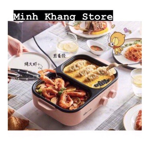 Bếp lẩu nướng điện 2 ngắn Bear đa năng cao cấp Hàn Quốc (2 in 1)