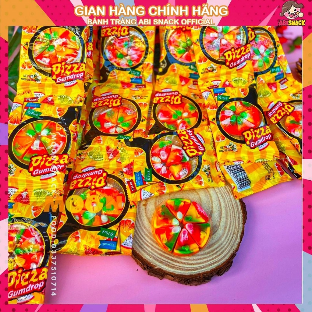 Set 1 dây gồm 10 gói kẹo dẻo hình bánh Pizza Gumdrop Candy 150g