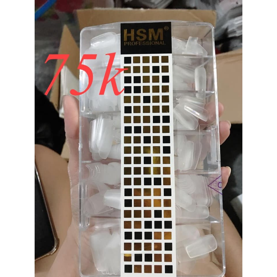 MÓNG ÚP HSM CHÍNH HÃNG - HỘP 500 MÓNG ĐỦ FORM  thang vuông nhọn tròn bầu trong đục