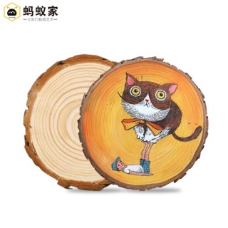 Khoanh gỗ tròn để vẽ tranh làm handmade