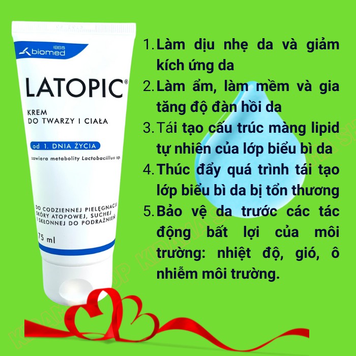 Kem dưỡng da dưỡng ẩm dịu da LATOPIC cho da viêm cơ địa, dị ứng, da khô và da kích ứng, bôi MẶT và TOÀN THÂN | BigBuy360 - bigbuy360.vn