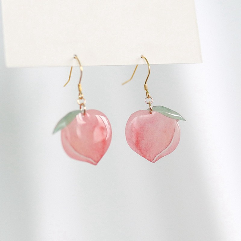 Peach Ear Clip Earrings Stud Earrings Length And Short Spiral Peach Fashion Accessories Jewellery Shiny Korean Women New Style Elegant Charm Exquisite Ear Generous Temperament Earrings Factory Wholesale