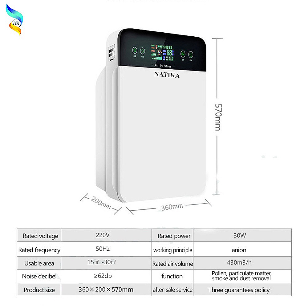 Máy Lọc Không Khí ion Âm Natika có Đèn UV Khử Khuẩn, Lọc Formaldehyd, Lọc Bụi Mịn PM2.5. Bảo vệ sức khoẻ gia đình bạn