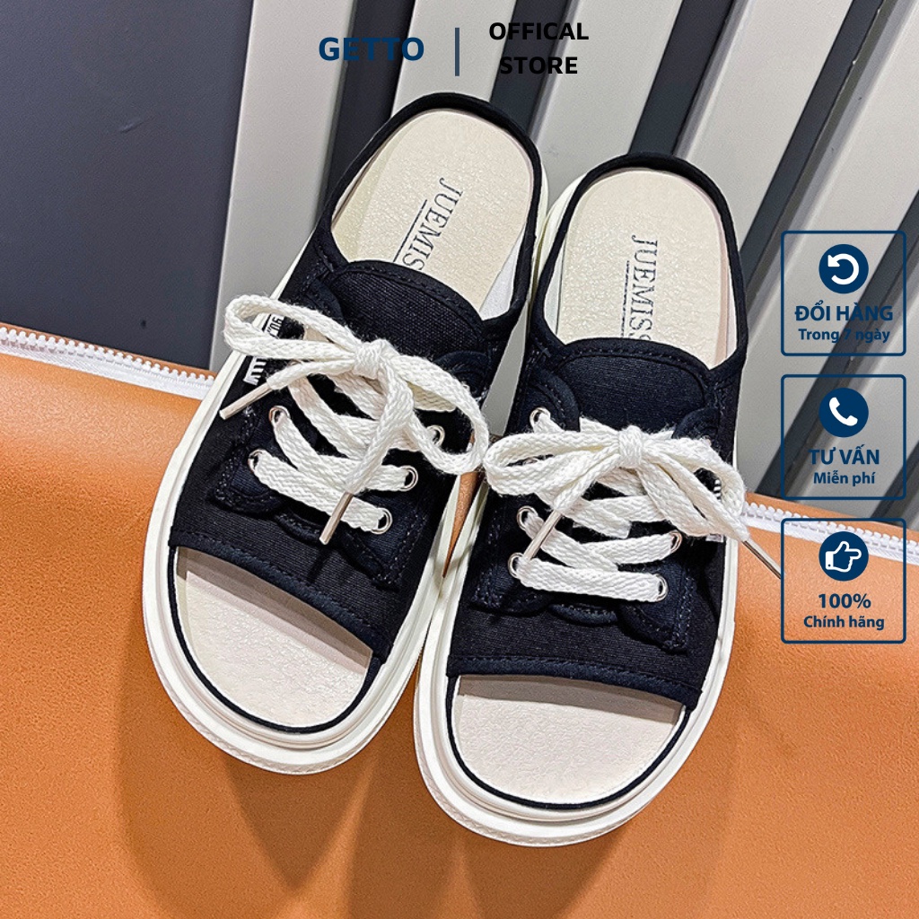 Giày sục nữ thể thao hở mũi nữ JUEMI vải canvas cao cấp, giày sneaker nữ cổ thấp phong cách hàn quốc