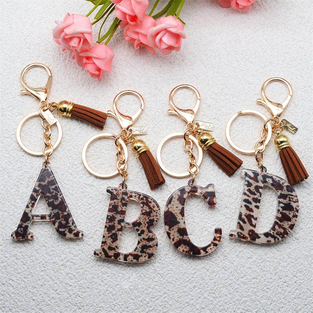 WTTLE Móc Khóa Hình Con Báo Màu Sắc Tuyến Tính Kèm Bóng Lông Xinh Xắn