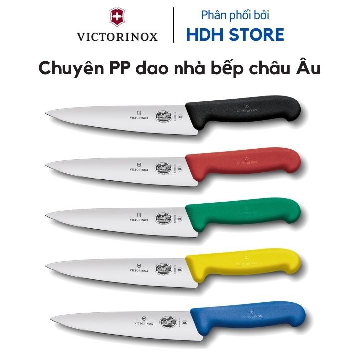 [THỤY SỸ] Dao thái thịt Victorinox Fibrox 19cm Cán Nhựa Nhiều Màu - Hàng chính hãng