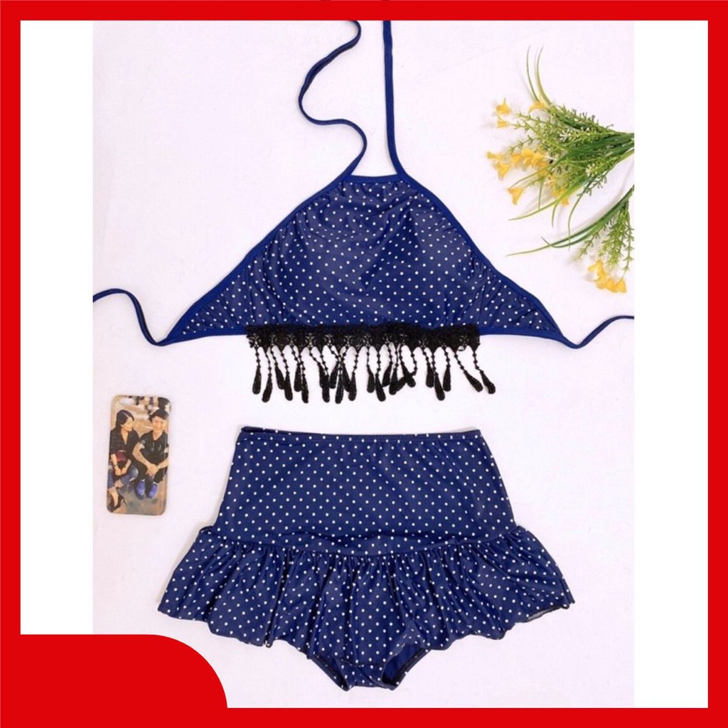 Bikini 2 mảnh_Đồ bơi nữ áo yếm sexy quần giả váy