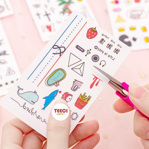 &lt;Ảnh Thật Shop Chụp&gt; Bộ 1 Tấm Sticker Hình Dán Hoạt Hình Dán Trang Trí Sổ Tay Nhật Ký Điện Thoại Khay Đựng Bút D030