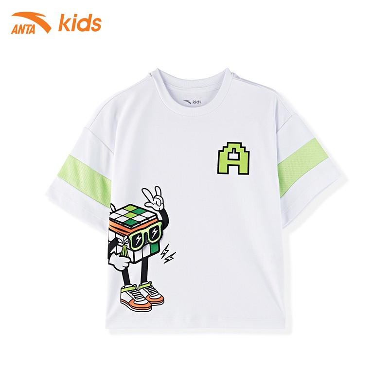 Áo phông bé trai Anta Kids W352129156-2, chất cotton co giãn 4 chiều, mềm mịn, thấm mồ hôi nhanh