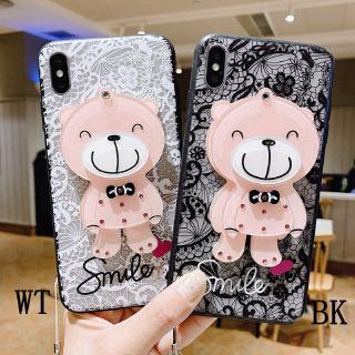 Ốp lưng ren có gương hình gấu cho điện thoại oppo F11 Pro F5 A3s A5S F9 F7 F3 F1s A7 A83 A79 A57 A71 A33 A37 Realme C1