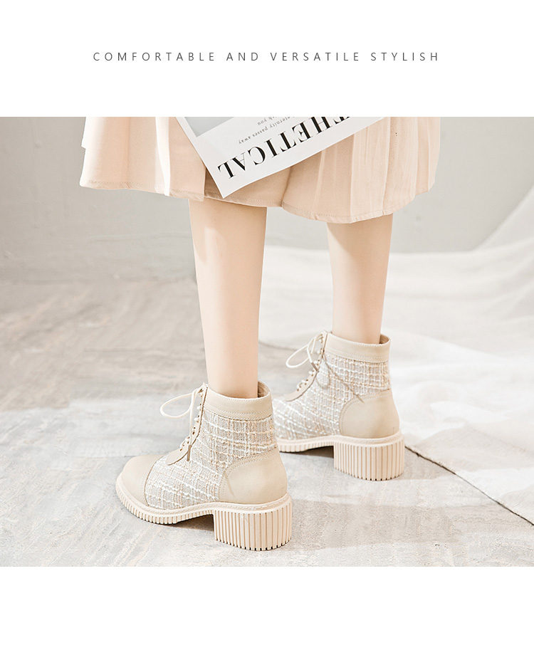 Boot Nữ Phong Cách Anh Quốc Gót Thô đế Cao 5P cổ cao Da Lộn | BigBuy360 - bigbuy360.vn