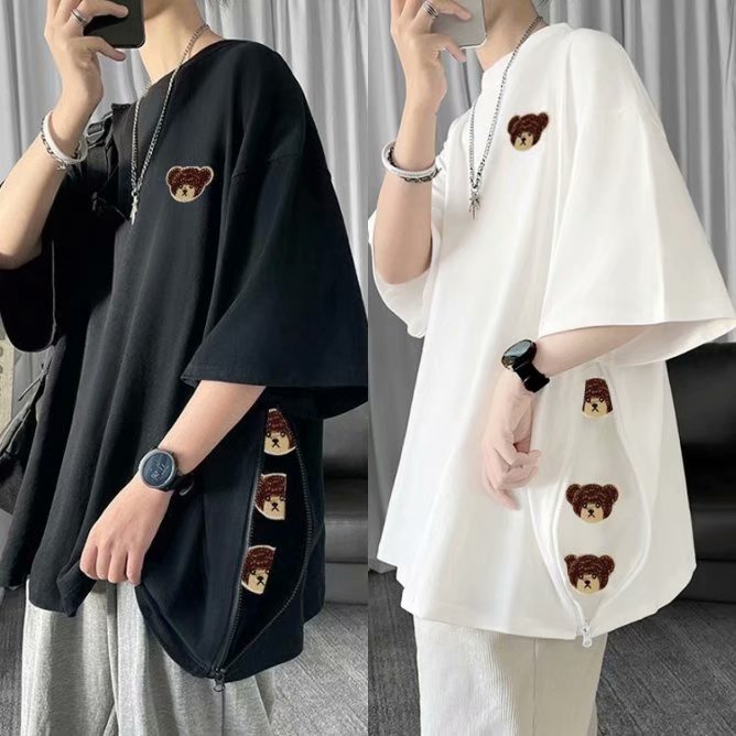 Áo thun ngắn tay thêu họa tiết thời trang mới cho nam và nữ