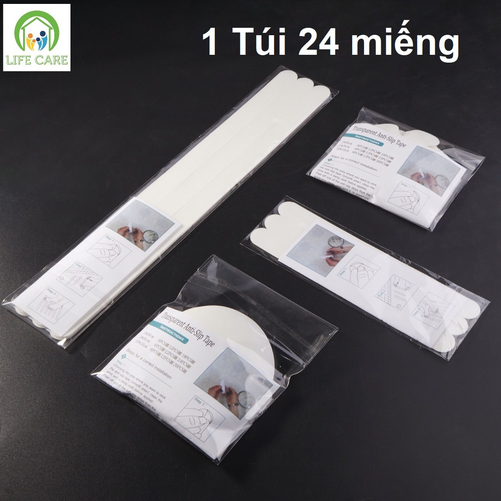 Miếng dán chống trượt nhà tắm trong suốt (24 miếng)