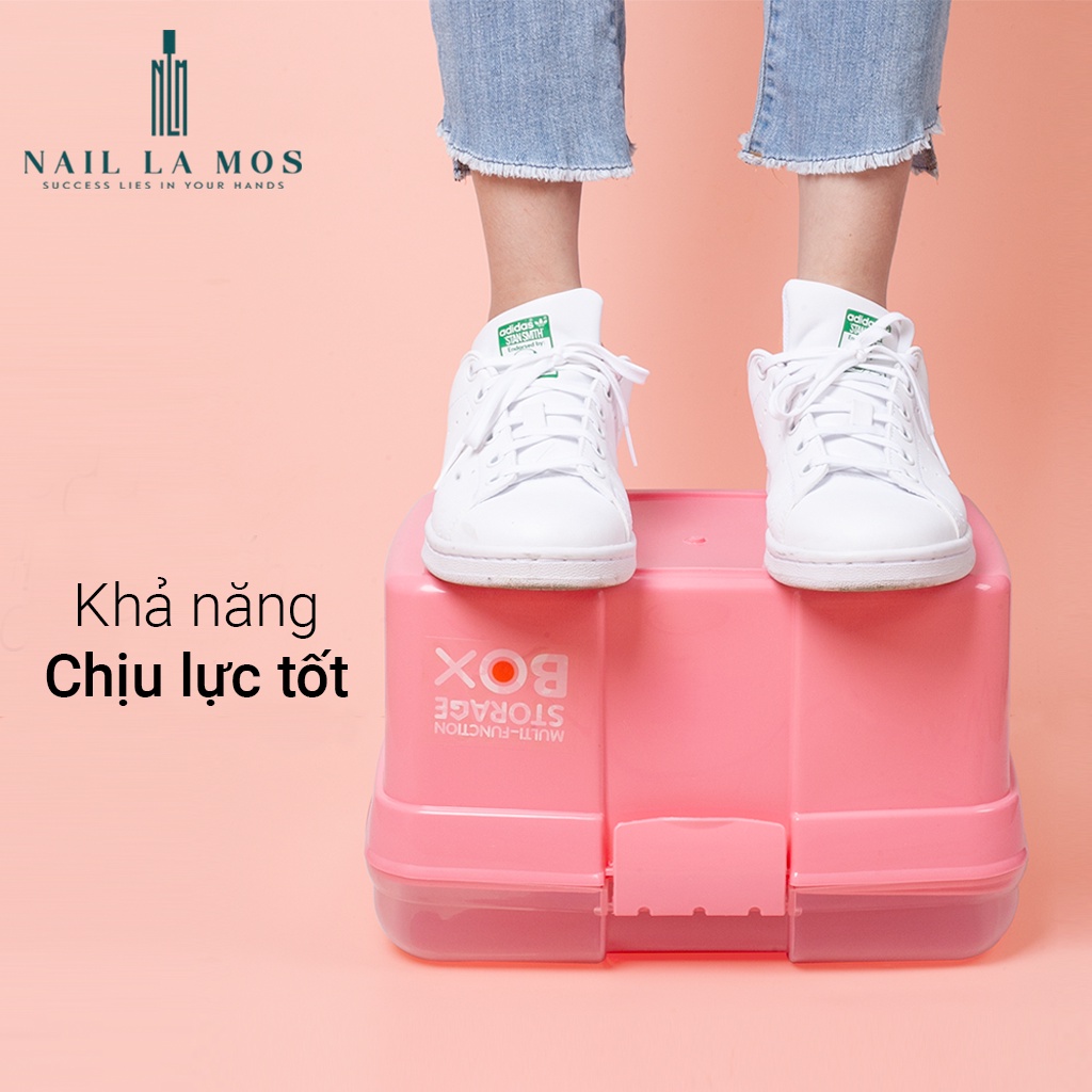 Cốp nhựa đựng đồ nail màu hồng tiện lợi – cốp đựng đồ nail giá rẻ