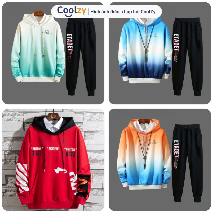 Set Áo Hoodie quần Jogger ❤️ Áo khoác nỉ thu đông unisex trần bông 2 lớp  2 MÀU + ETADET, form unisex nam nữ trẻ trung