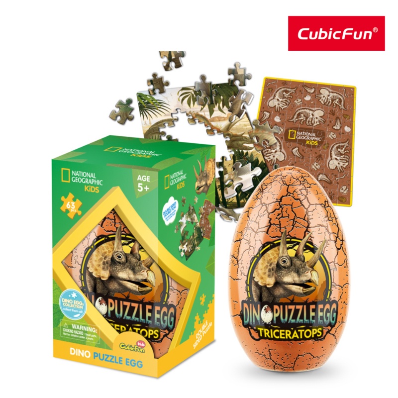 Đồ Chơi CUBIC FUN Xếp Hình 2D Nat Geo: Trứng Khủng Long Triceratops DS1042H