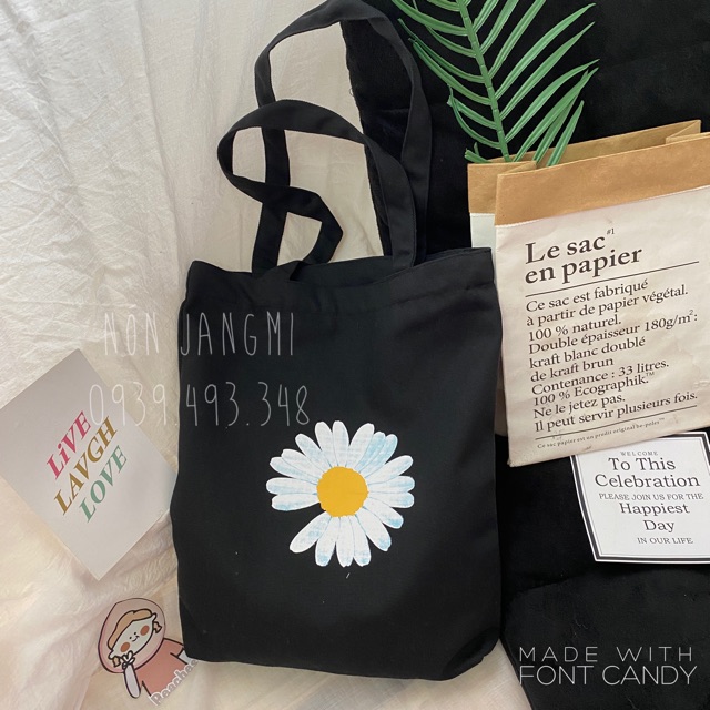 Túi Tote Vải Canvas Cúc Hoạ Mi ( Hình Shop Tự Chụp )