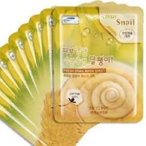 Combo 10 mặt nạ chiết xuất ốc sên 3W Clinic Fresh Snail Mask Sheet 23ml X 10