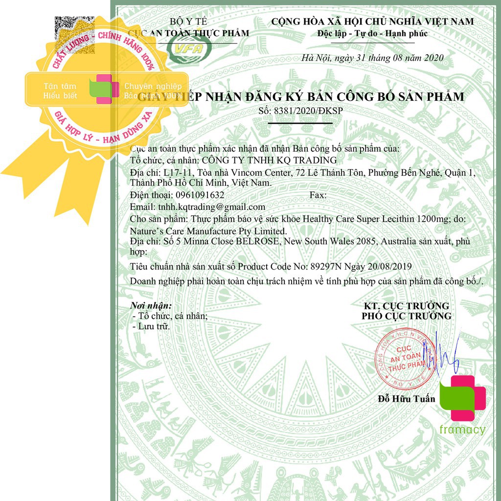 Mầm đậu nành Healthy Care Super Lecithin 1200mg, Úc tăng cường sinh lý, ngăn lão hóa cho phụ nữ trên 30 tuổi | Thế Giới Skin Care