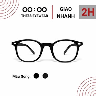 Gọng kính cận dẻo nam nữ THE88 dáng tròn siêu nhẹ cao cấp tròng 0 độ giả cận chống ánh sáng xanh KC43