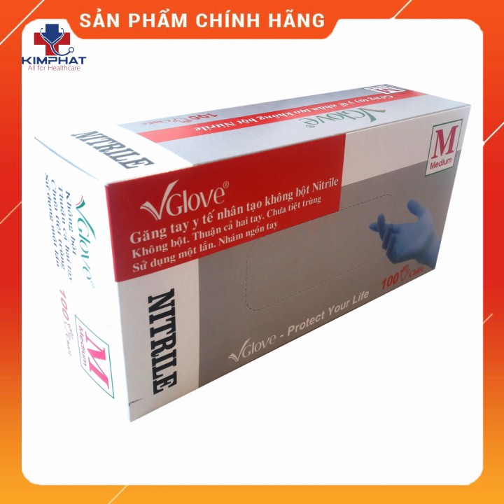 Găng Tay Vglove Nitrile Không Bột, Chống Hoá Chất [Hộp 100 Chiếc]