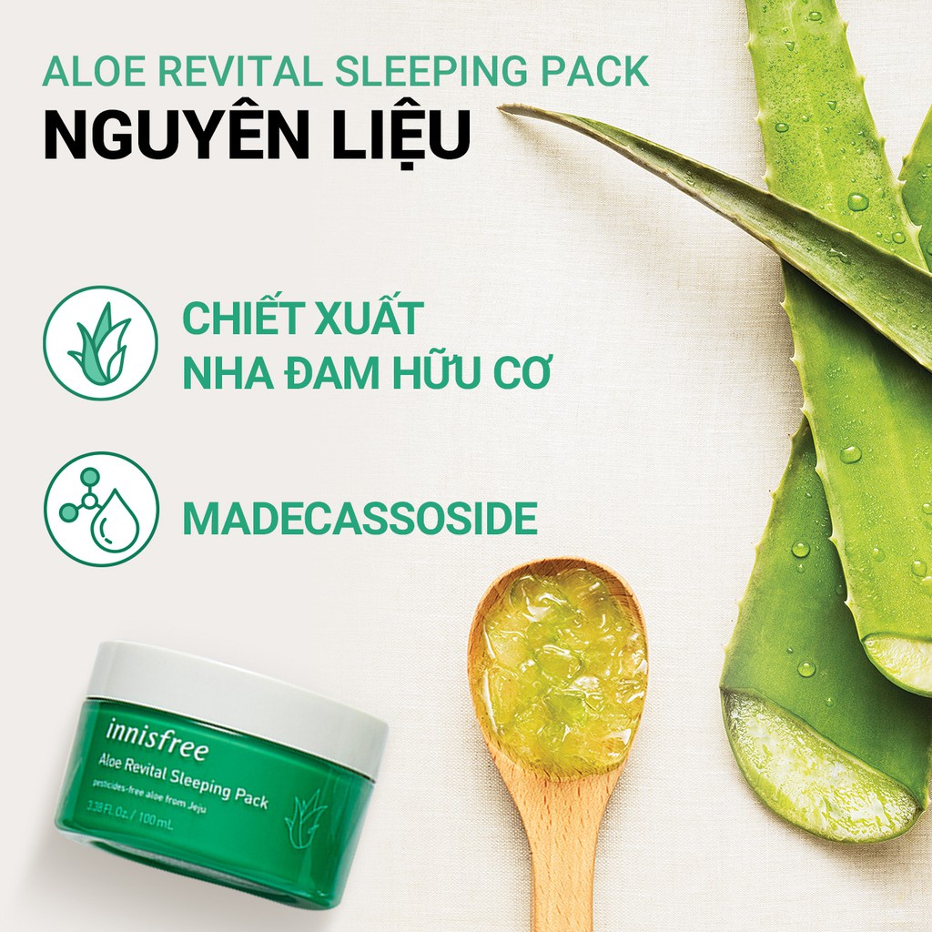 [Mã COSIF05 giảm 10% đơn 400K] Mặt nạ ngủ dưỡng ẩm nha đam innisfree Aloe Revital Sleeping Pack 100ml