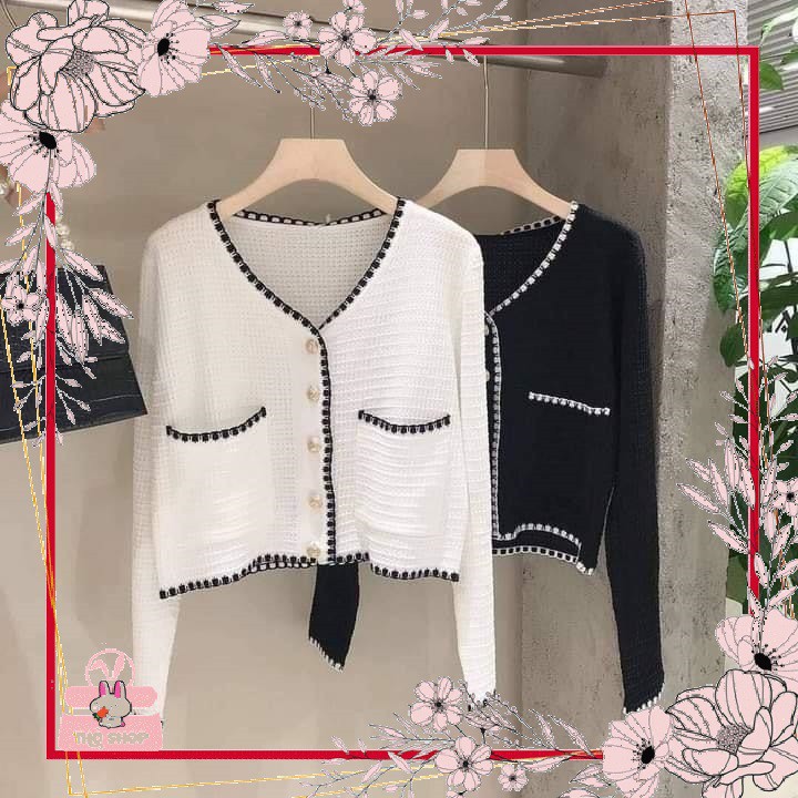 Áo Khoác Cardigan Dài Tay Cổ V Dáng Croptop Vải Dệt Kim  Phong Cách Thời Trang Hàn Quốc mẫu 2020